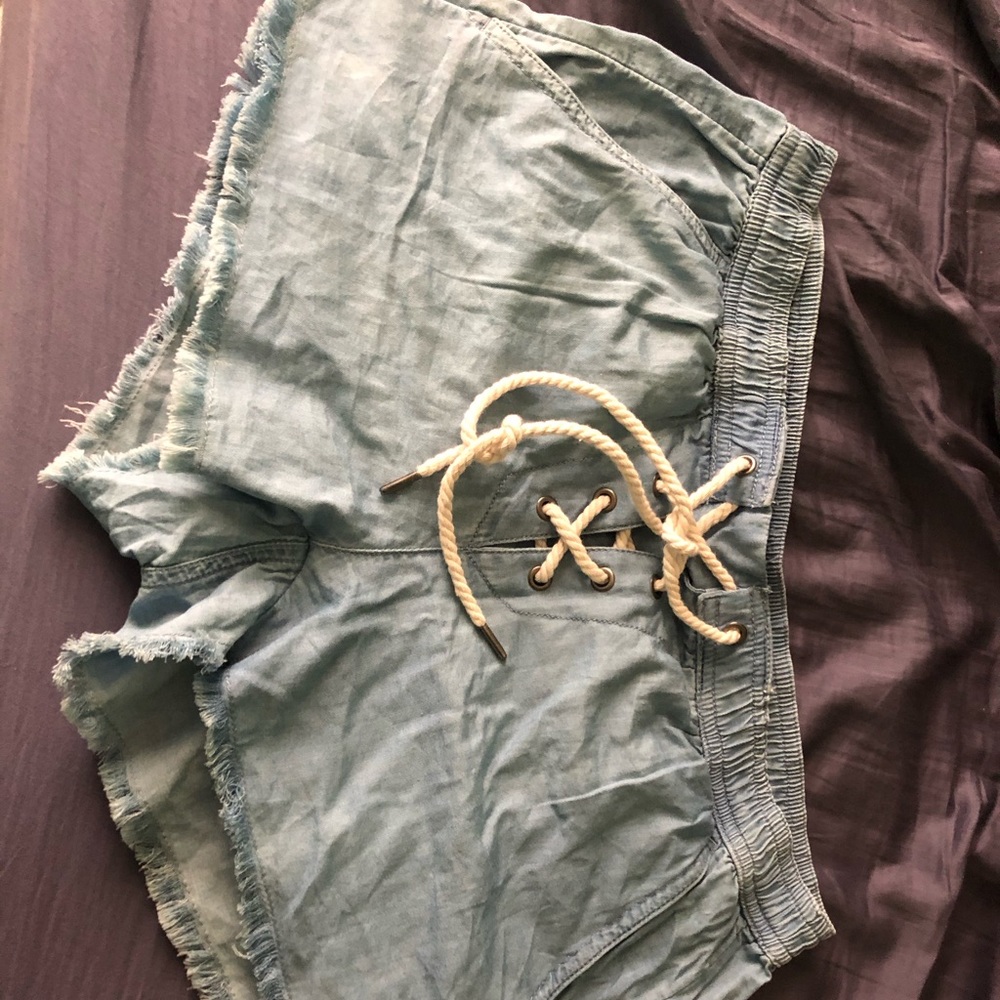 Light blue soft denim Aerie shorts
